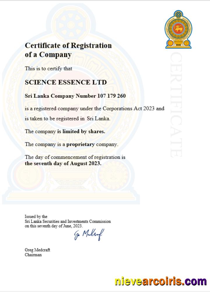 Sri Lanka business registration certificate